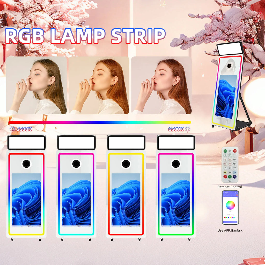 Selfie Mirror Photo Booth With 32 43 Inches Touch Screen Photo Booth Digital Magic Mirror PhotoBooth Machine Camera and Printer