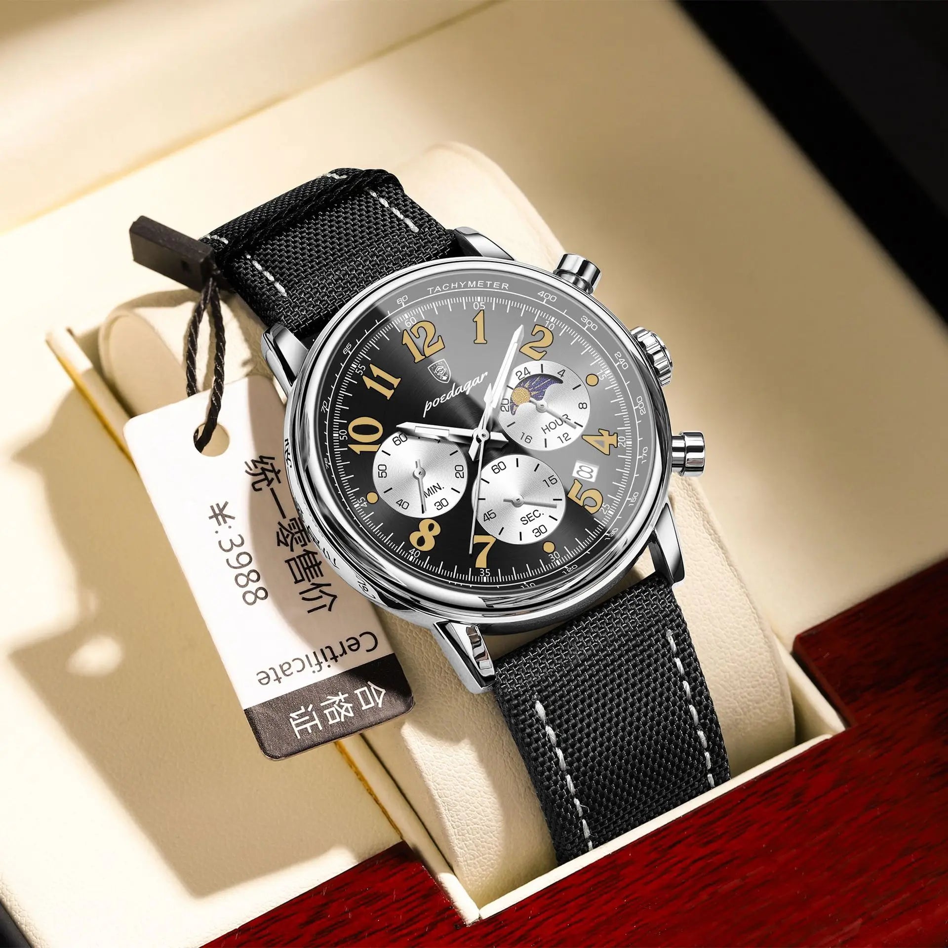 POEDAGAR Men's  Watches 808 Leather Creative Watches Men Wrist Hot Sale Luxury Creative Men Watch Movement  Montre Homme