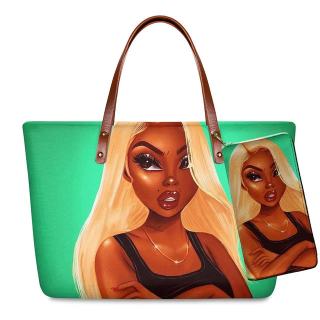 Young Ladies Handbags Black Art American African Girls Printed Popular Hand Bags Women Handbags Lady Fashion Designers Handbags
