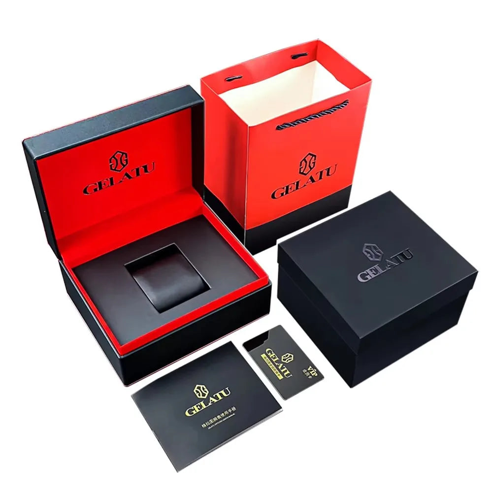 GELATU 6012 New Classic Watch Men Automatic Mechanical Waterproof Silicone Strap Wrist Watch Men Fashion Luxury Men's Watches