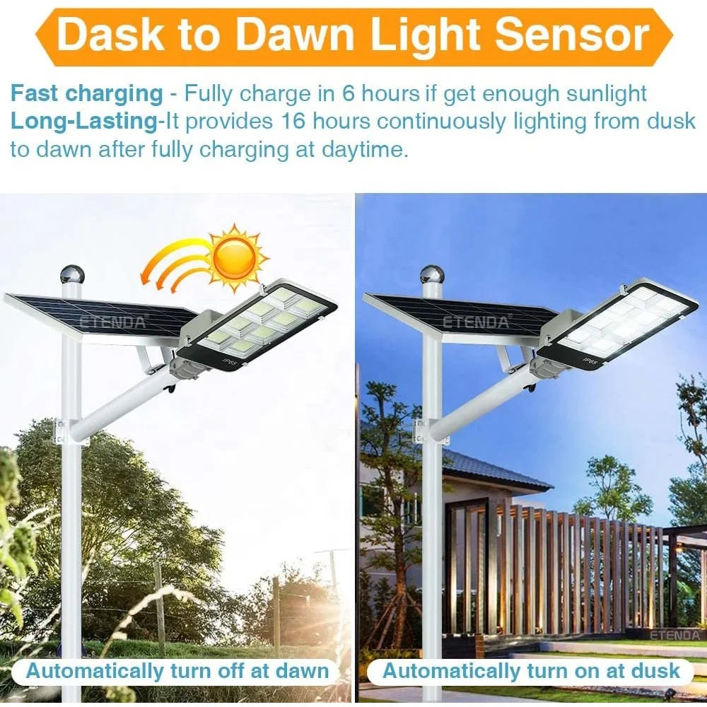 ETENDA 60w 100w 240w 360w 500w Road Lighting Integrated Led Lights Outdoor Waterproof IP67 Solar Lights Outdoor Street