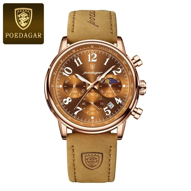 2026 New POEDAGAR 808 Luxury Men Clock Waterproof Luminous Chronograph Men's Watches Quartz Nylon Leather Sports Watches for Men