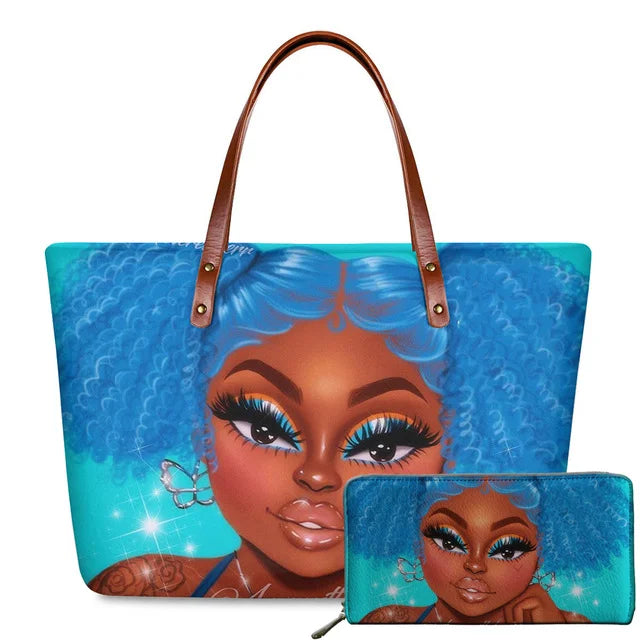 Young Ladies Handbags Black Art American African Girls Printed Popular Hand Bags Women Handbags Lady Fashion Designers Handbags