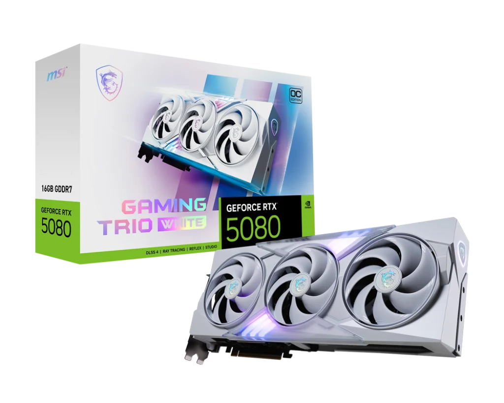 MSI GAMING TRIO OC GeForce RTX 5080 16 Video Card ( G WHITE) GDDR7 Graphics