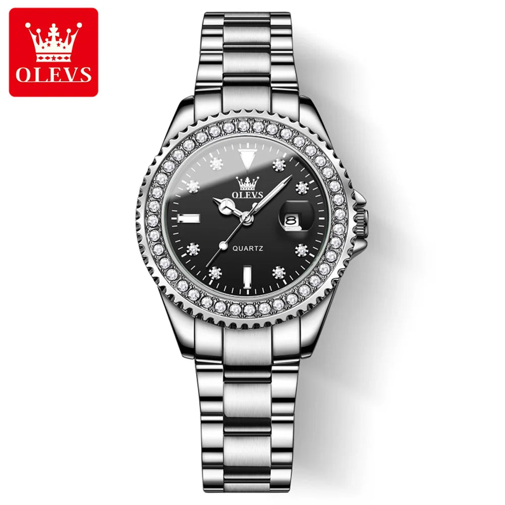 OLEVS Women's Watches Top Brand Original Quartz Ladies Waterproof Date New Arrival Luxury Diamond Wristwatch 9945