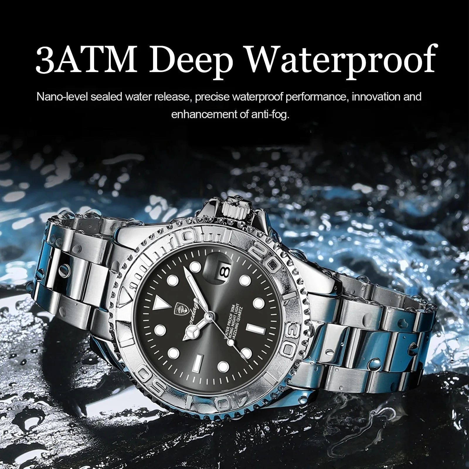 POEDAGAR Luxury Men Watch Business Quartz Watches Sports Waterproof Luminous Date Stainless Steel Men's Watches