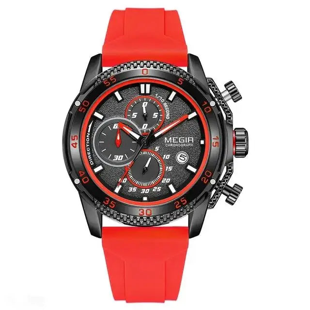 MEGIR 2211 Quartz Watches Silicone Strap Material Men's Watches Watch for Men Luminous Chronograph 30M Daily Waterproof Sports