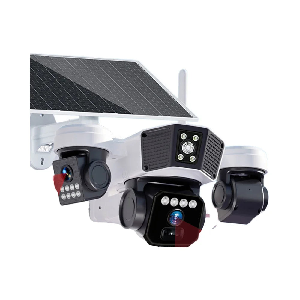 9MP 3 Lens 4G Wireless Solar Powered PTZ Camera O-KAM Pro 4K Outdoor Surveil CCTV Security 4G Sim Card Solar Camera