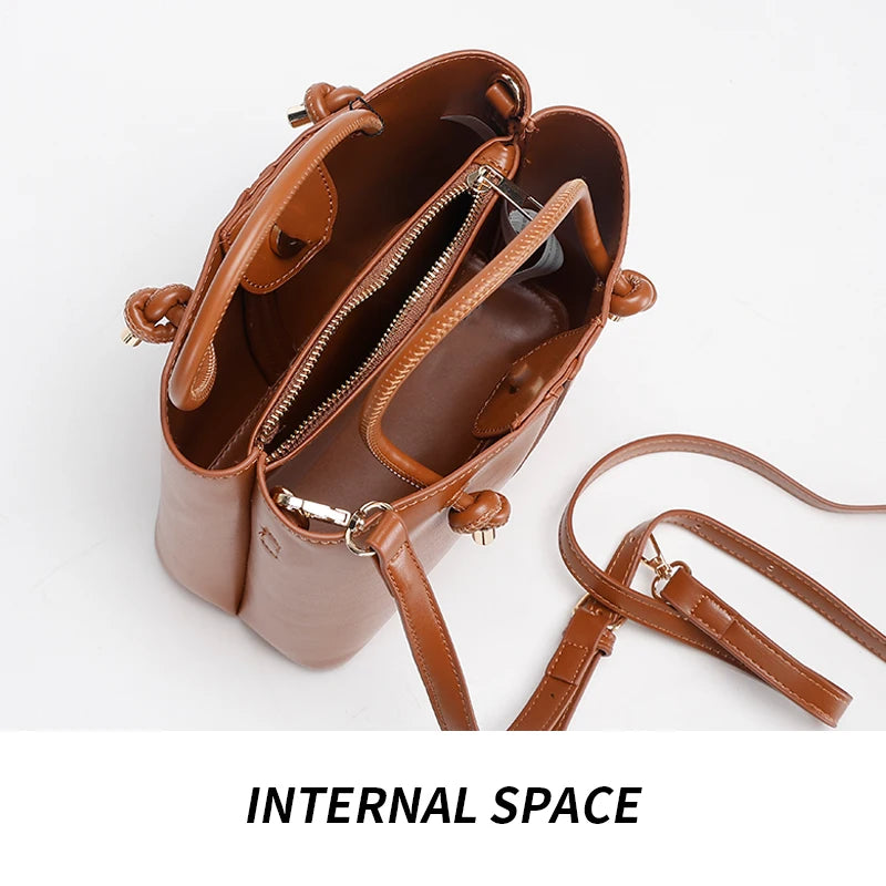 Head Layer Cowhide Leather Handbag Fashion Leather Women's Shoulder Ladies Hand Bags and Purses Women Handbags