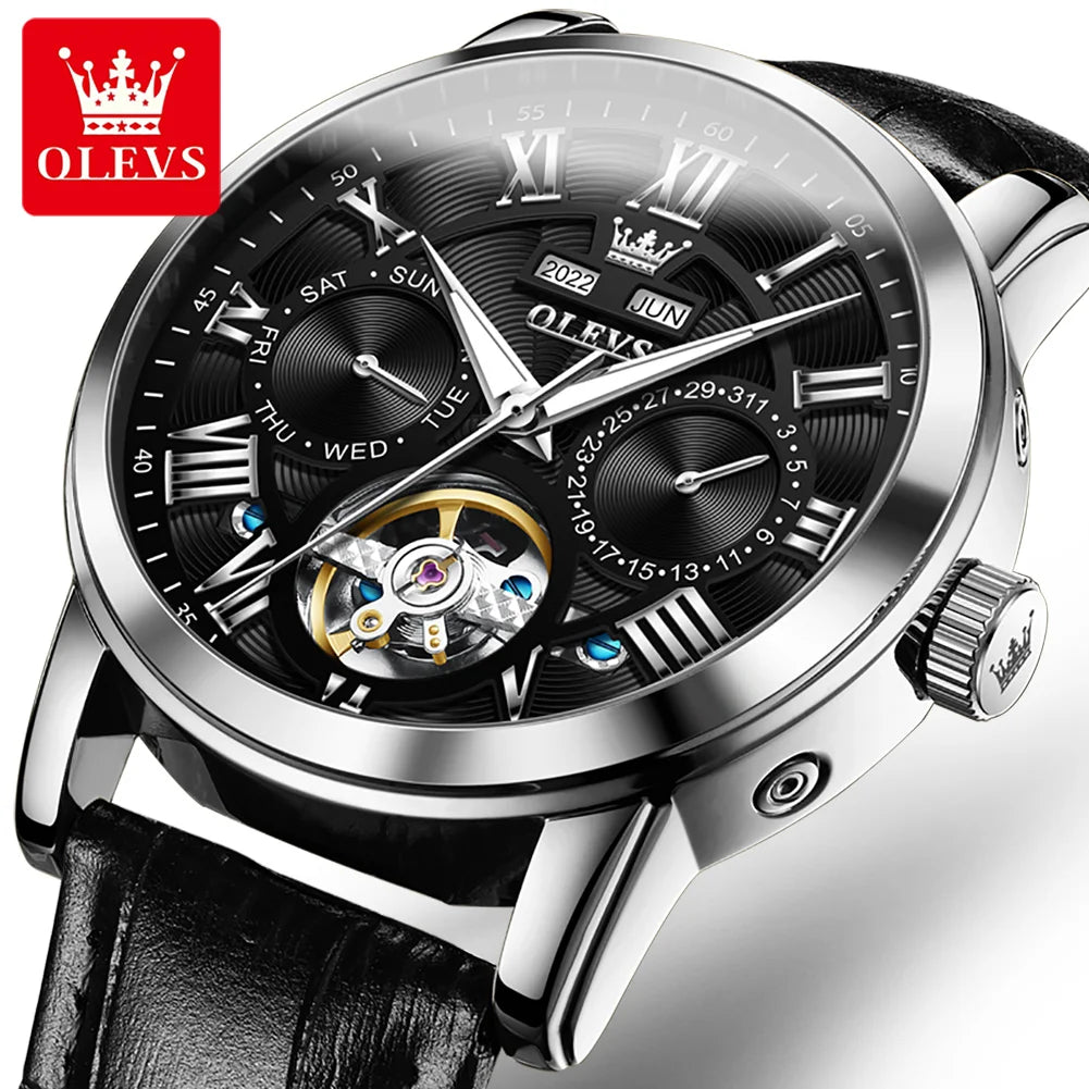 Hot OLEVS 6668 Men's Watches Original Quartz Watch Waterproof Luminous Stainless Steel Wristwatch Male Week Date Hours