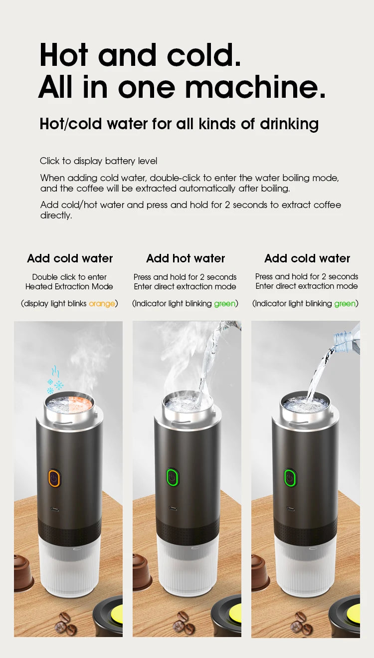 Good Product Mini Espresso Maker Heating Water Portable Electric Automatic Coffee Machine for Outdoor Camping Travel Carry Bag