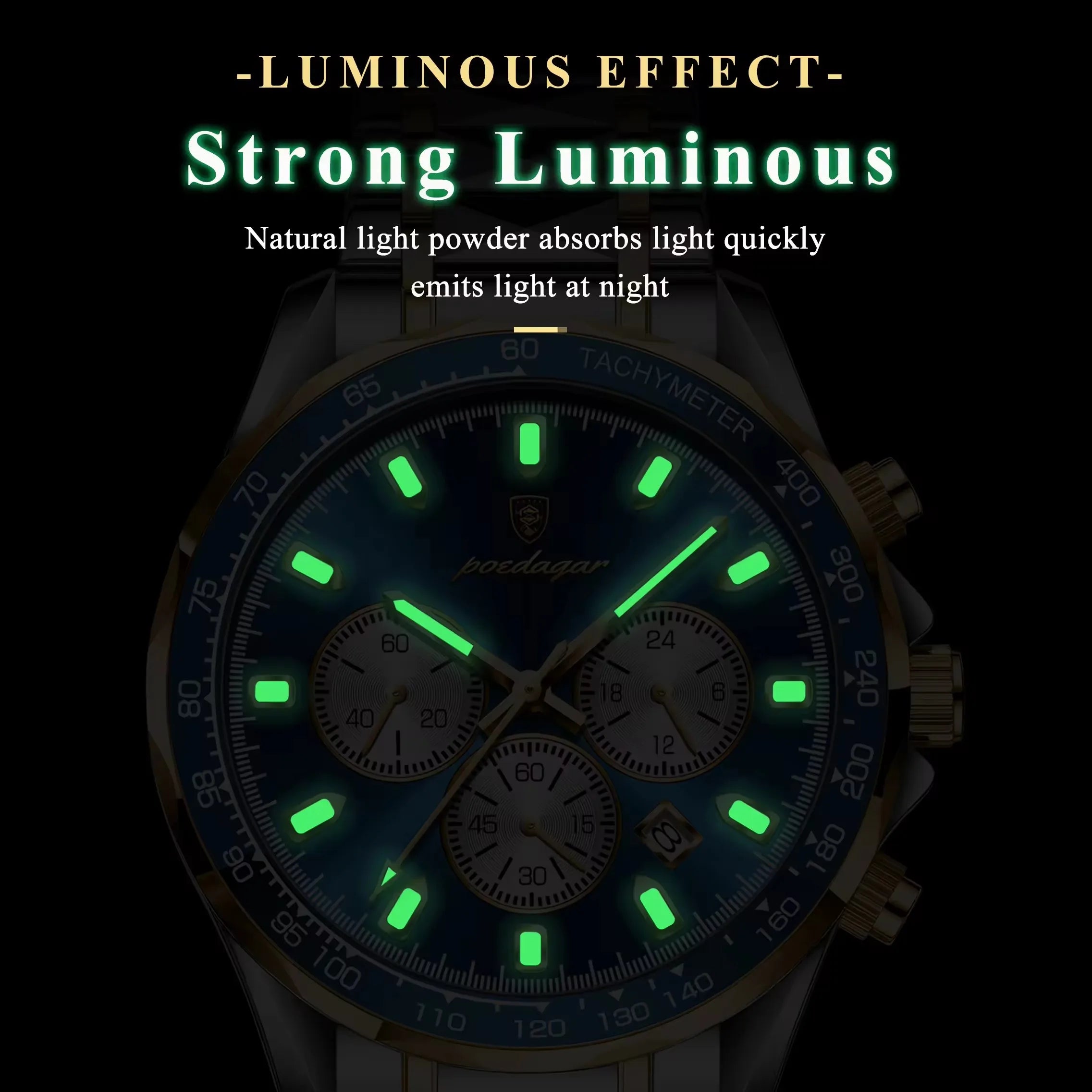 POEDAGAR 815 Sports Quartz Watches Men Stainless Steel Waterproof Calendar Watch Wrist Luminous Hands Men's Watches Reloj Clock