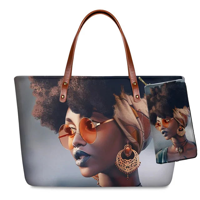 Young Ladies Handbags Black Art American African Girls Printed Popular Hand Bags Women Handbags Lady Fashion Designers Handbags
