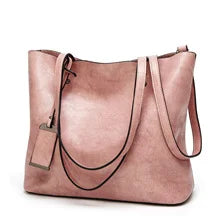 Quality Fashionable Large Capacity Women's Bags Retro Handbags Oil Leather Rivet Bags Female Bags Faux Leather 1 Piece Per Color