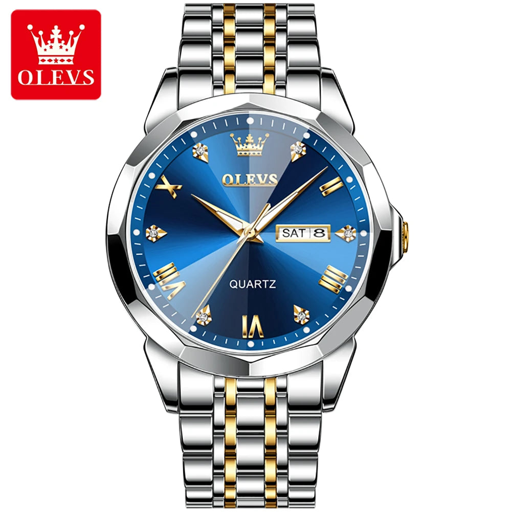 Hot OLEVS 9931 Men's Watches Rhombus Mirror Original Quartz Watch for Man Waterproof Luminous Stainless Steel Smartwatch Male
