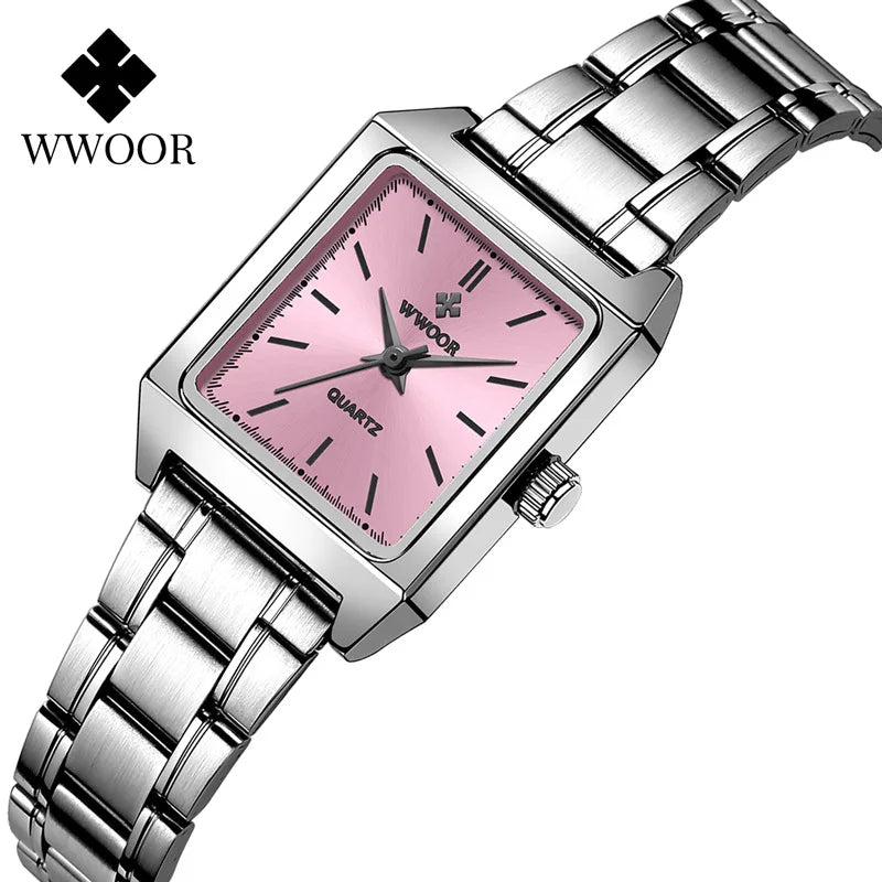 WWOOR 8850 Watches for Women Watches for Girls New Fashion Waterproof Luminous Leather Women's Watches Clock