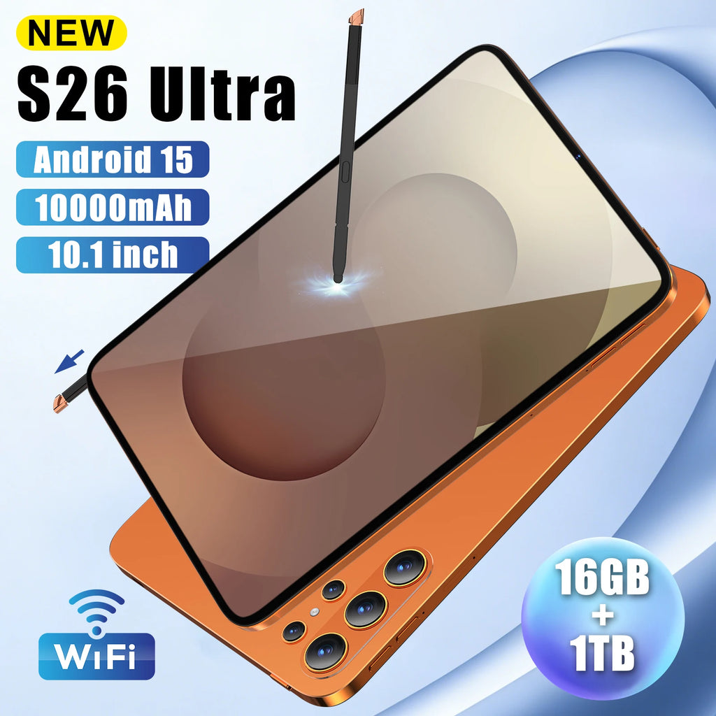 Imaging Flagship S26 Ultra Android 15 Tablet 16MP Front 32MP Rear Camera 10.1" 2.5K IPS Screen Snapdragon 8 Gen4 16GB+1TB PC