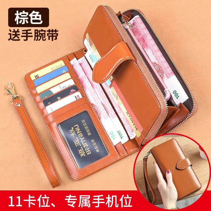 2023 New Women's Wallet Long Multiple Card Position Ladies Handbag Fashion Simple Genuine Leather Women's Bags Thin BYN-8133