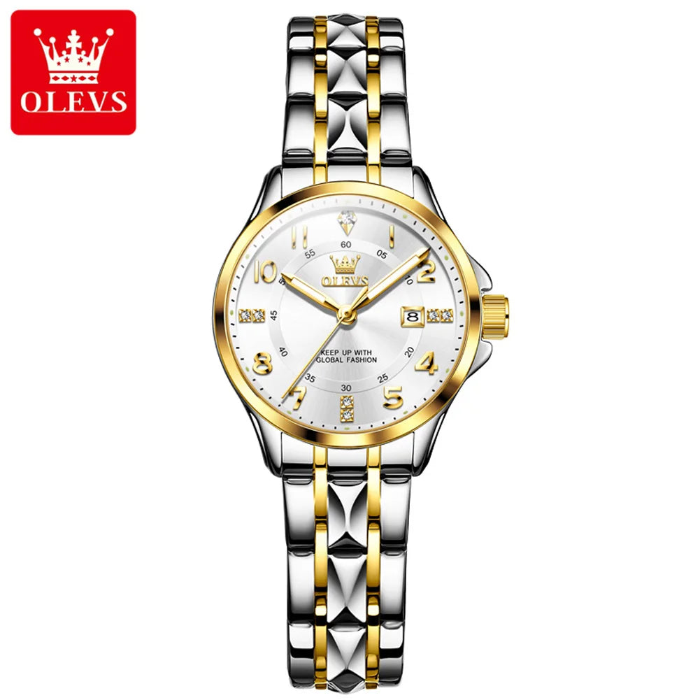 OLEVS 2910 New Luxury Quartz Watch 40mm Diamond Number Dial Men's Watches Waterproof Luminous Calendar Man Smartwatches
