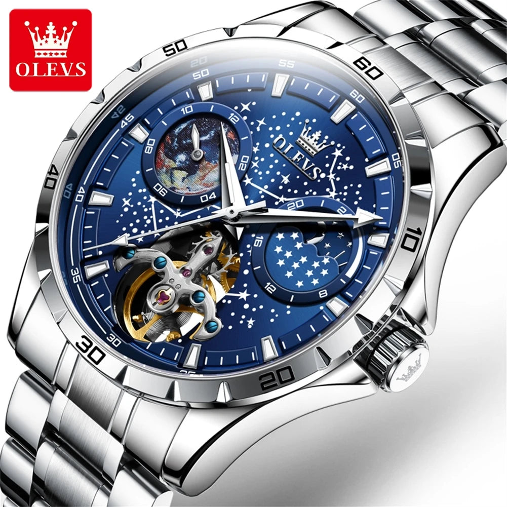 OLEVS 6689 Original Brand Men's Watches Waterproof Multifunctional Luminous Fully Automatic Mechanical Watch