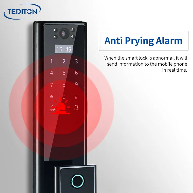 Tediton Fechaduras Inteligentes Biometric Fingerprint Security Digital Fingerprint Smart Camera Door Lock