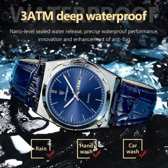 Poedagar 930 Fashion Casual Men's Watches Leather Strap Luxury Waterproof New Business Quartz Wrist Watch for Men Montre Relojes