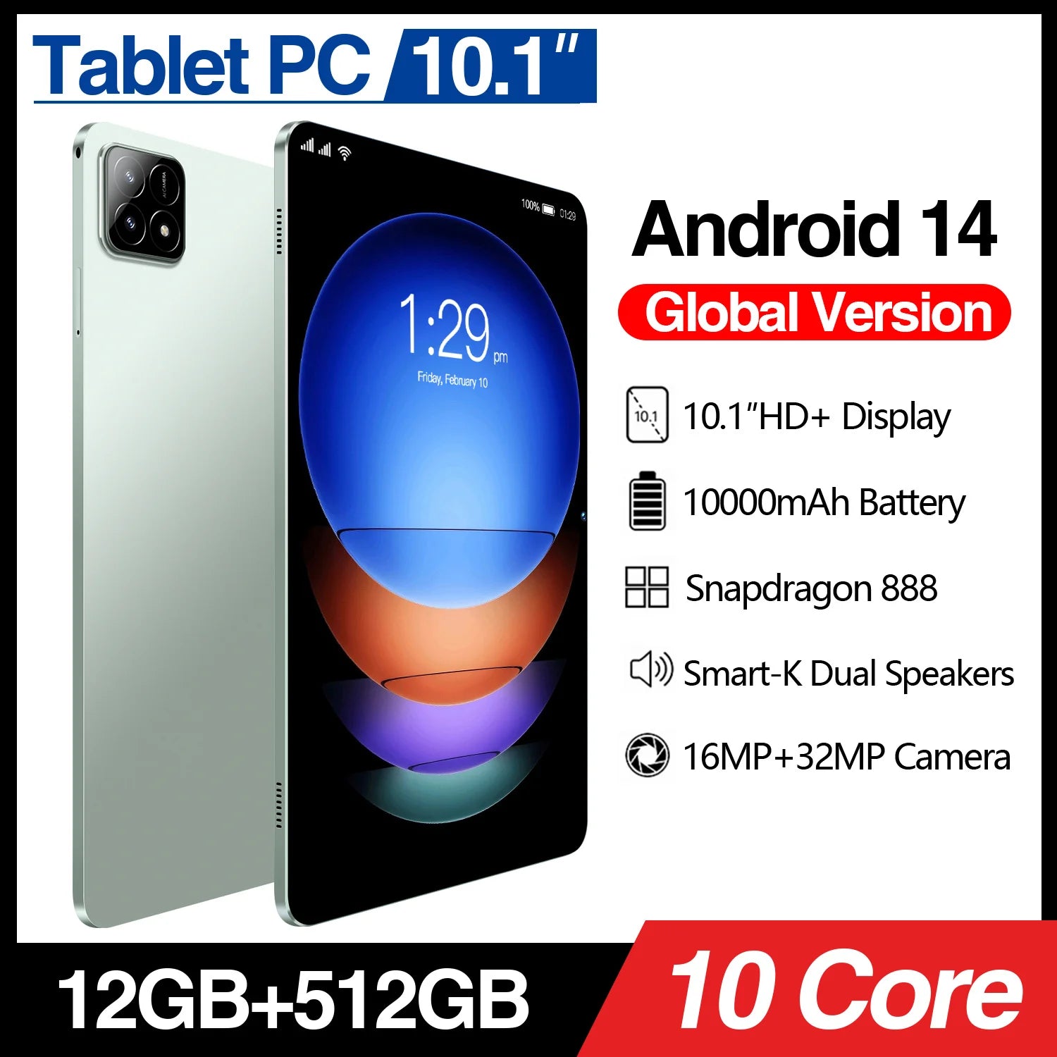 Pad 6S Business Smart Tablet 5G 12GB 512GB 32MP Rear Cam 10 Core Android 14