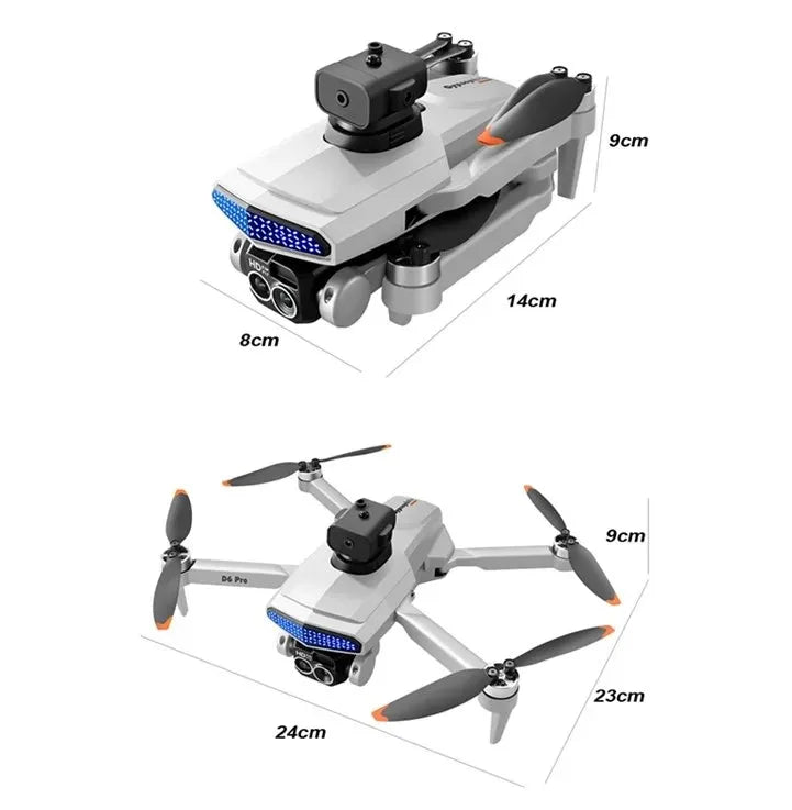 D6 air Drone 4K HD Dual Camera WiFi FPV Obstacle Avoidance Optical Flow Foldable Quadcopter Aerial Photography RC Drone Toys