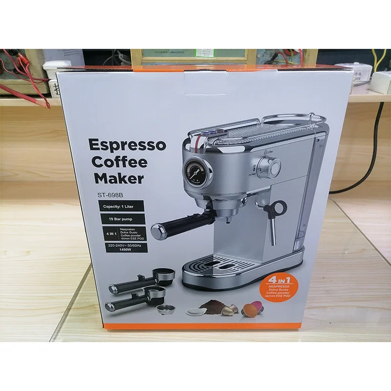 Italian Semi-Automatic Coffee Machine Professional Cappuccino Espresso Coffee Maker With Milk Frother for Home