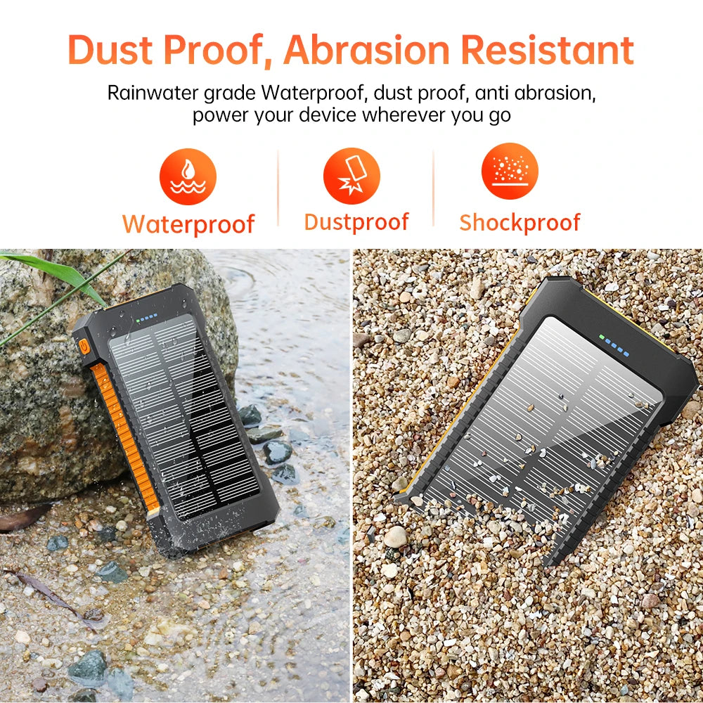 New Product Ideas 2026 Real 8000mAh Portable External Battery Solar Power Bank With LED Flashlight Large Capacity Power Bank