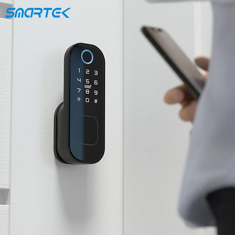 IP65 Waterproof WiFi Smart Home Electronic Keyless Keypad Deadbolt Door Rim Lock Smart Door Lock Electronic Rim Lock
