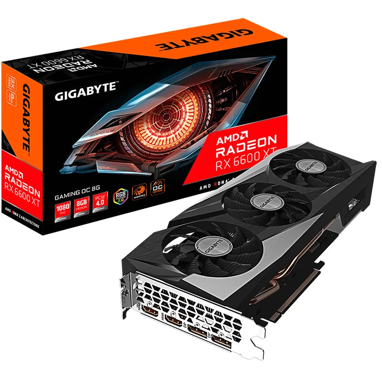 Used GIGABYTE AMD Radeon RX 6600 XT GAMING OC 8G Graphics Card with GDDR6 Memory Support OverClock AMD GPU