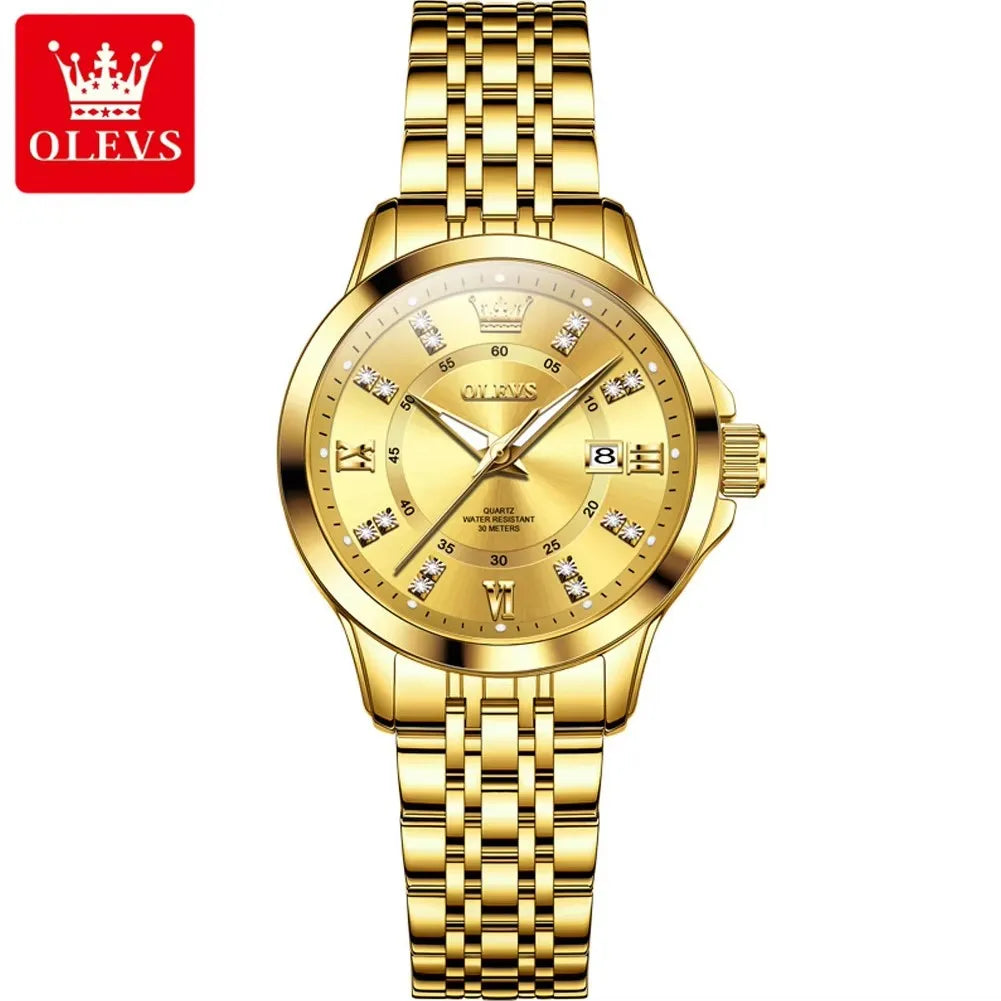 OLEVS 3620 Women's Watches Elegant Fashion Quartz Ladies Leisure Diamond Dial Life 3Bar Waterproof Luminous Hands  Wristwatch