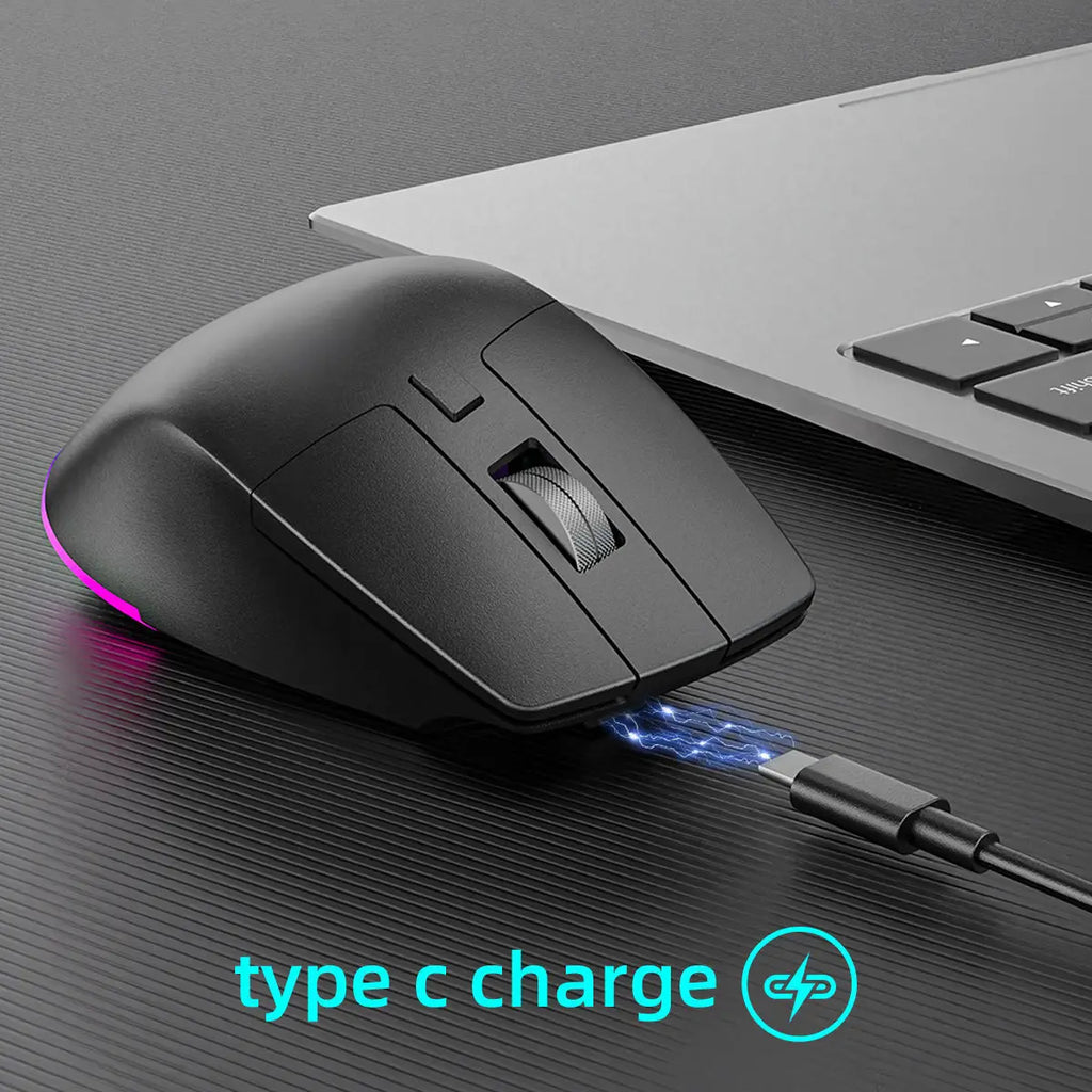 2.4G+BT Wireless 6D Ergonomic Gaming Mouse Optical RGB Backlit 2400CPI Rechargeable Stock 7 Buttons for Laptop/Desktop/Tablet