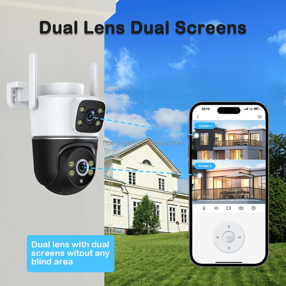 Hongnaer 4MP Wireless WiFi Video Surveillance IP PTZ Camera 360 CCTV Outdoor WiFi Security Dual Lens Tuya Smart Camera