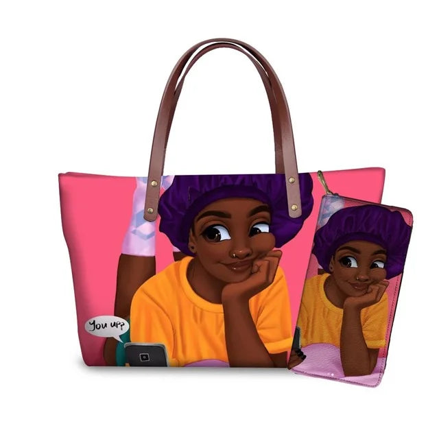 Young Ladies Handbags Black Art American African Girls Printed Popular Hand Bags Women Handbags Lady Fashion Designers Handbags