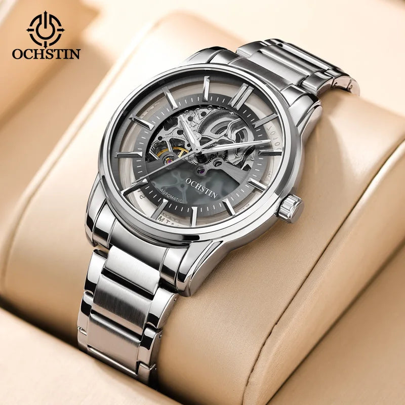 OCHSTIN 7010B Men's Watches Automatic Movement Mechanical Outdoor Waterproof Hollow Out Dial Luminous Hands Wristwatch for Male