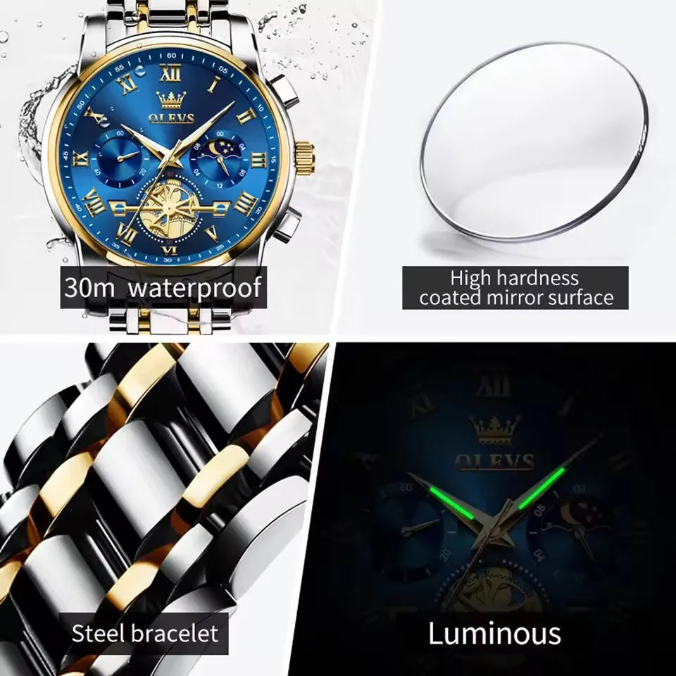 OLEVS 2859 Top Band Men's Watches Classic Roman Scale Dial Luxury Wrist Watch for Men Hot Quartz Waterproof Luminous Male