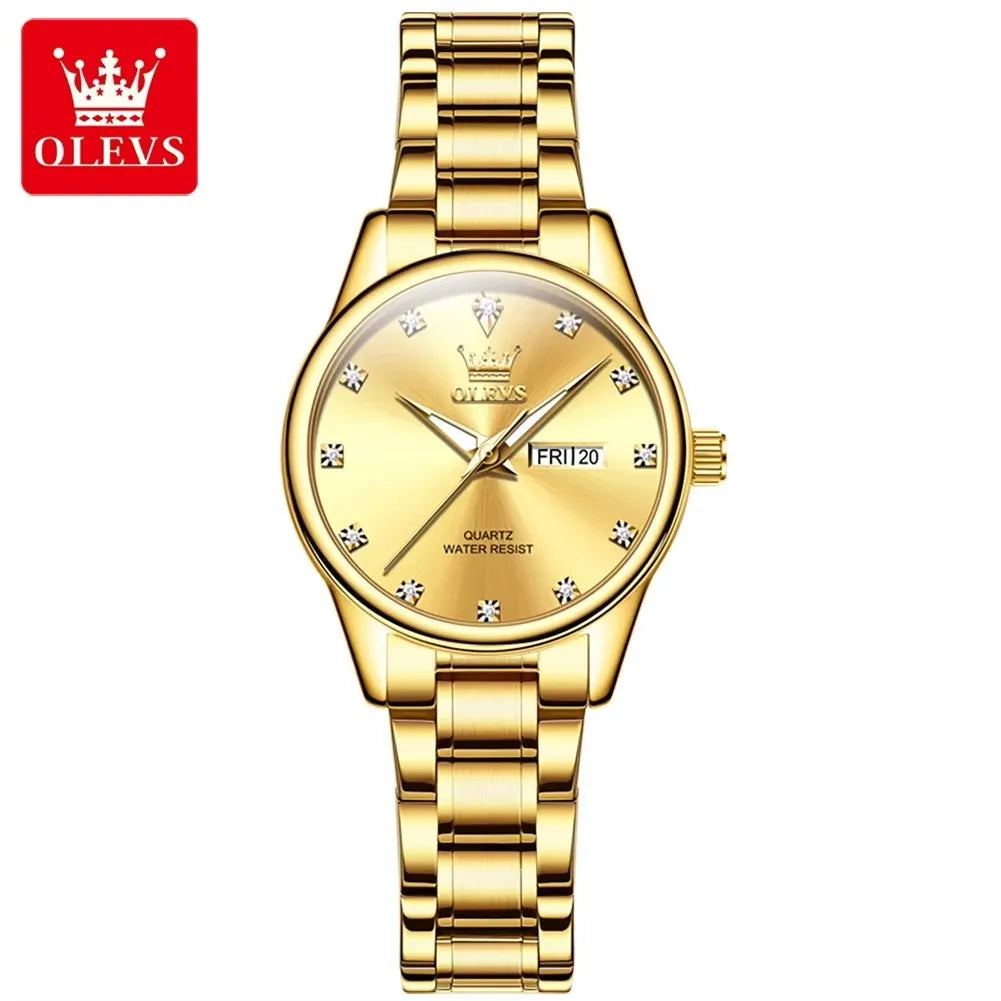 OLEVS 3612 Popular Brand Quartz Wrist Watch Classic Charm Styles Waterproof Stainless Steel Luminous Business Women's Watches