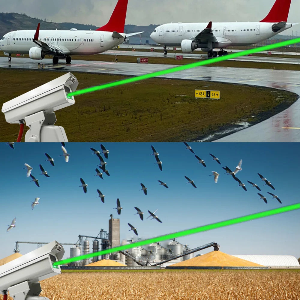 1000mw Green Laser Bird Repellent Device 360 Degree Automatic Smart Bird Control for Outdoor Farm Orchard Airport Pest Control