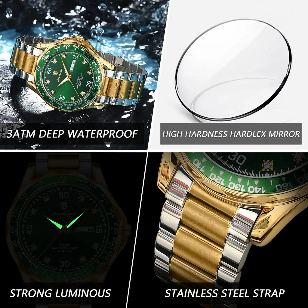 POEDAGAR 963 Fashion New Luxury Quartz Male Wristwatch Waterproof Luminous Business Watch for Men Stainless Steel Men's Watches