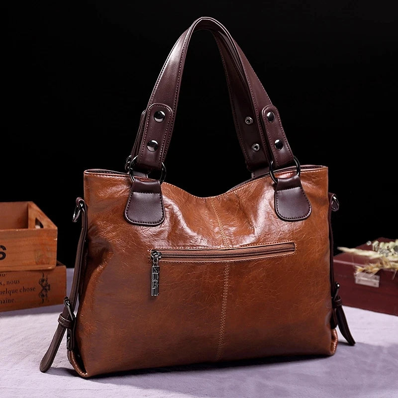 New Fashion Casual Tote Bag Women Handbags Soft Leather Shoulder Bags Vintage Big Capacity Crossbody Hand Bag for  Ladies
