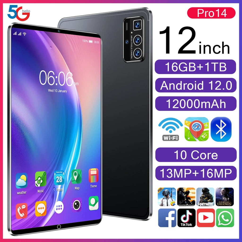 Original Tablet 11 Inch Android 2K Display  FHD IPS Touchscreen Tablets 16GB 256GB Octa Core 5G Dual WiFi Gaming Tablet PC