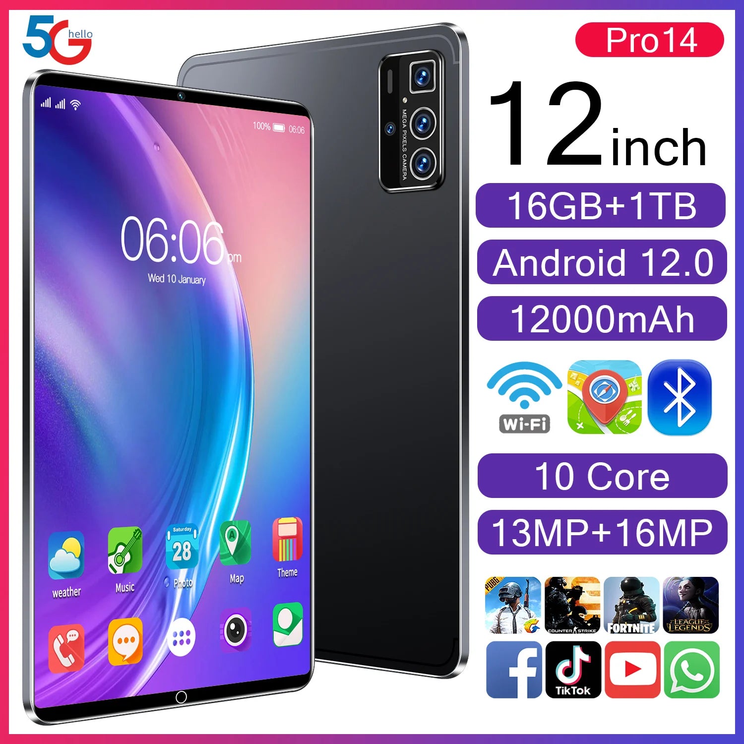 Original Tablet 11 Inch Android 2K Display  FHD IPS Touchscreen Tablets 16GB 256GB Octa Core 5G Dual WiFi Gaming Tablet PC