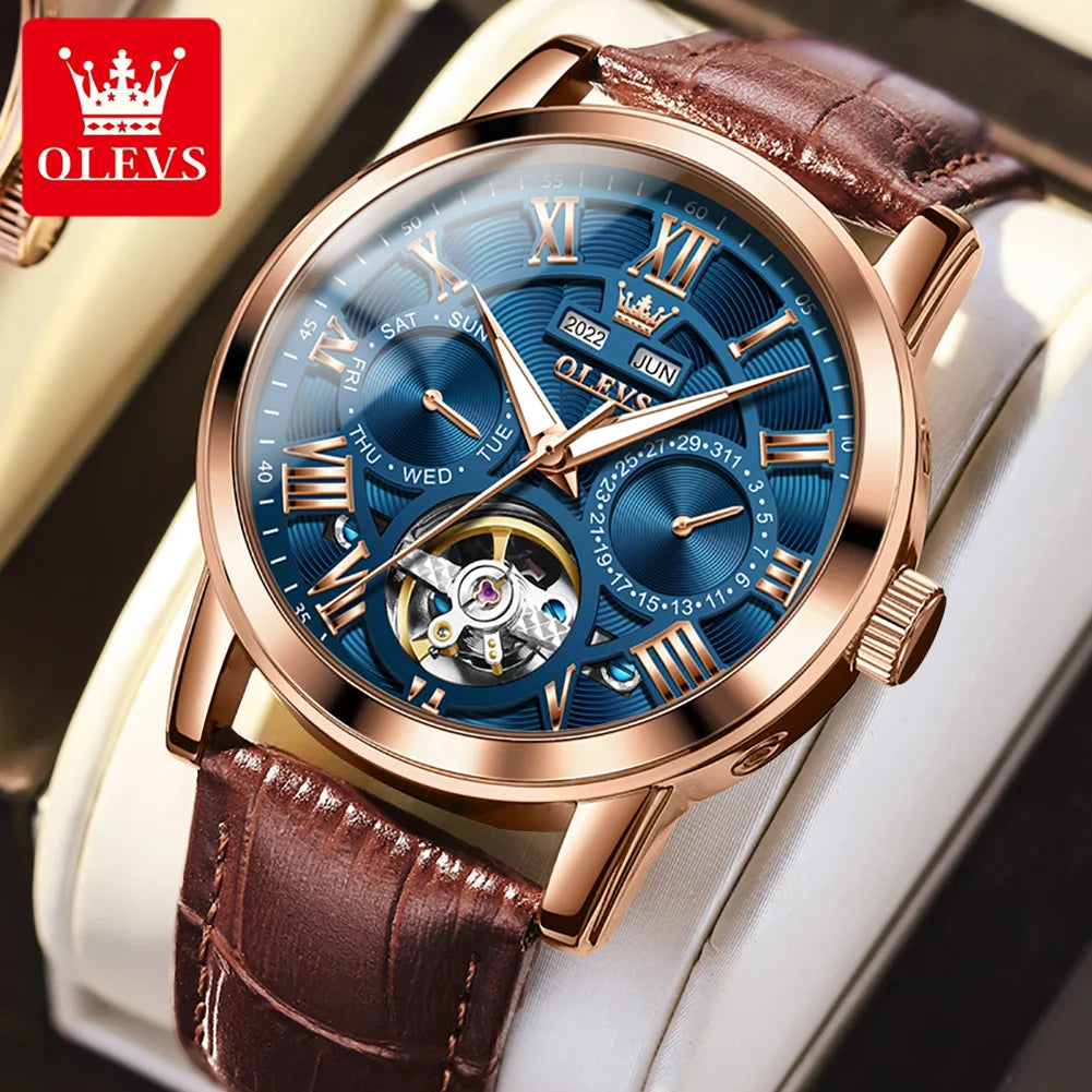 OLEVS 6668 Men's Watches Mirror Original Quartz Watch for Man Waterproof Luminous Stainless Steel Wristwatch Male Date Hours