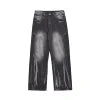High Street Vintage Stone Wash Niche Fashion Tie-dye Loose Wide Leg Vertical Casual Pants Straight Leg Custom Designer Men Jeans