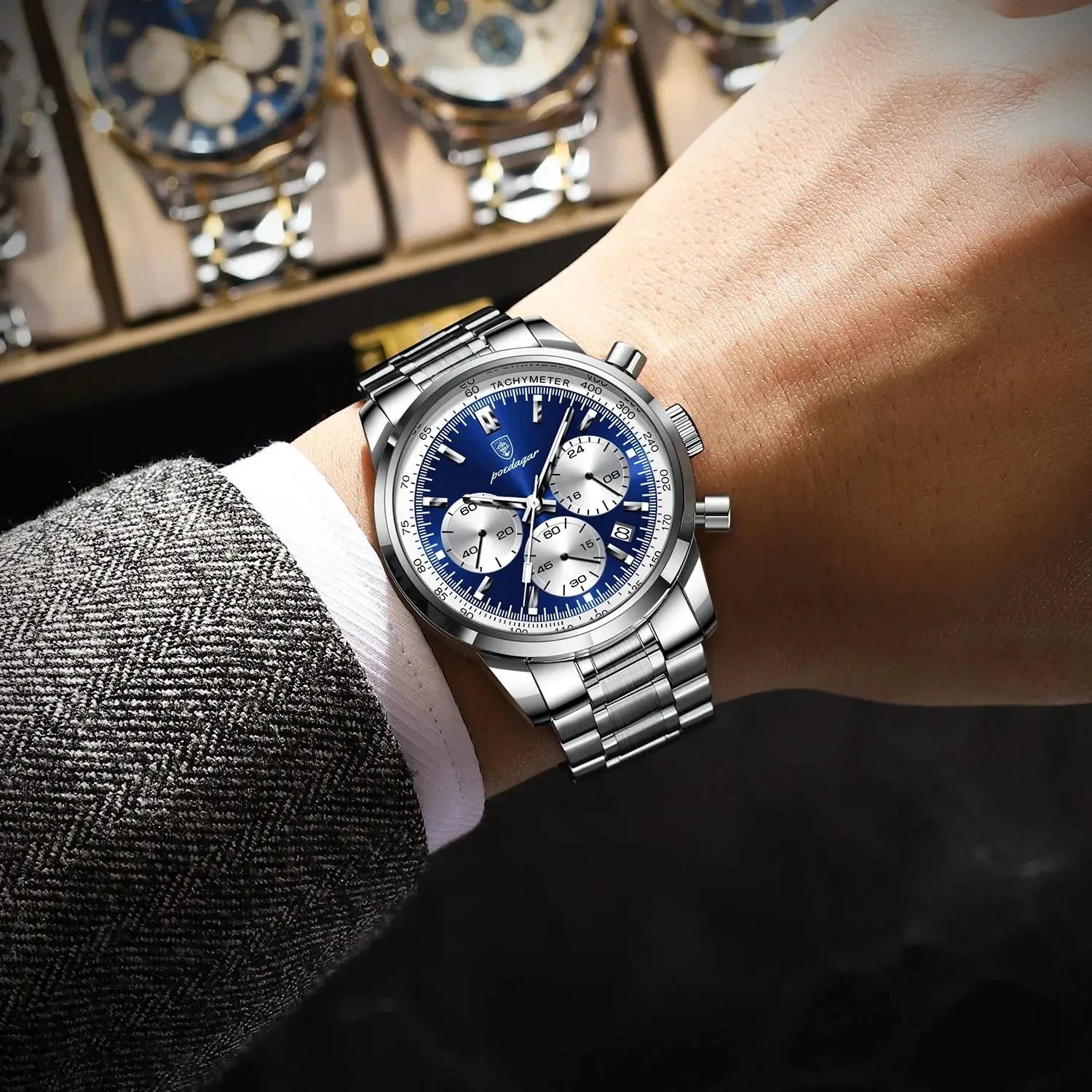 POEDAGAR Luxury Sports Watch for Man Waterproof Luminous Date Chronograph Men Watch Steel Quartz Men's Watches Clock Reloj 921