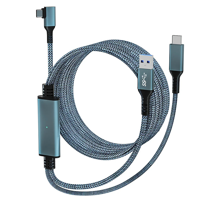 USB 3.0 Nylon Jacketed Type a to C Cable Independent Power Supply for VR Headset Accessories Gaming PCs Camera Data Connections