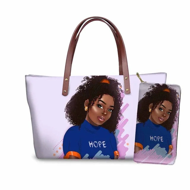 Young Ladies Handbags Black Art American African Girls Printed Popular Hand Bags Women Handbags Lady Fashion Designers Handbags