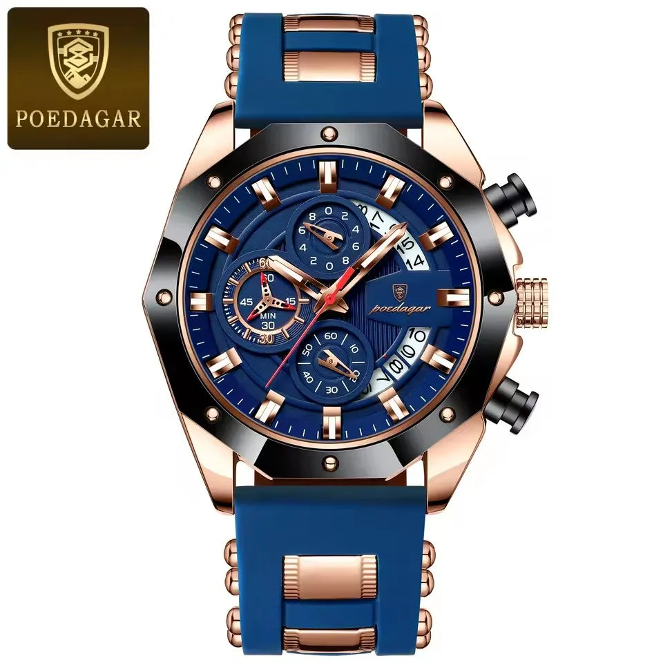 POEDAGAR 913  New Men's Watches Silicone Strap Quartz Luxury Fashion Waterproof Luminous Sport Business Wristwatch